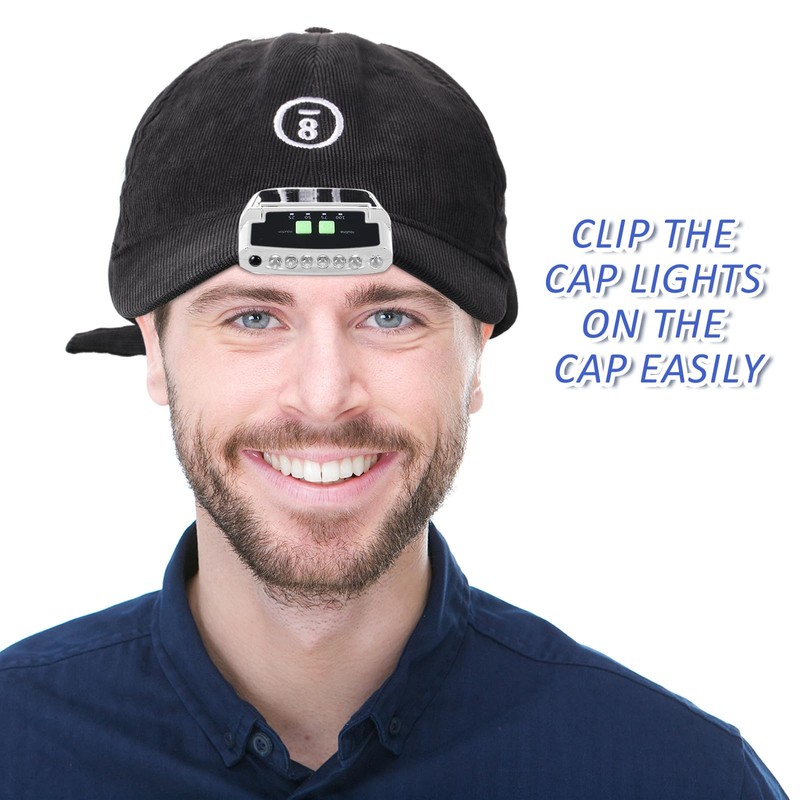 Mudder 2 Pieces LED Clip on Cap Lights USB Rechargeable