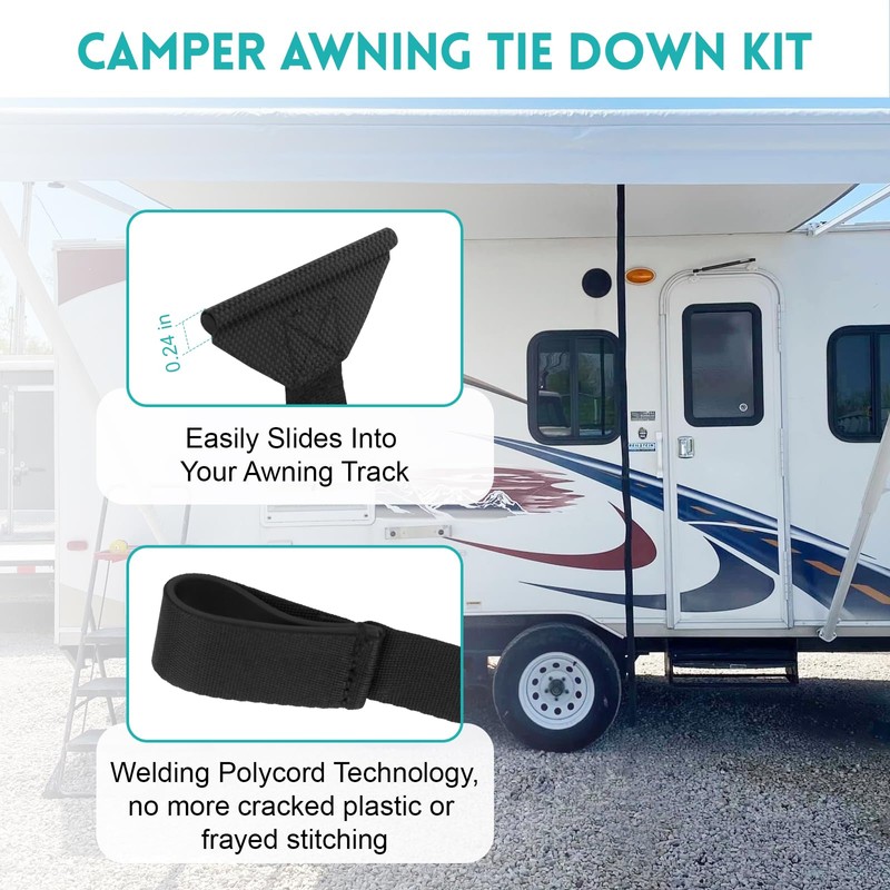 RV Awning Pull Straps 96" with Welding Polycord Technology, Universal