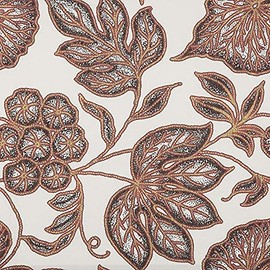 Kt KILOtela - Digital Printed Canvas Fabric - Half Panama 100% Organic Cotton - Oeko-Tex Standard 100 - Width 280 cm - Choice of Length 50 to 50 cm | Botanical Shiso - Garnet, Orange, White