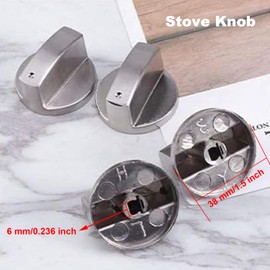 6 Pcs Zinc Alloy Stove Control Knobs - 6mm Universal Gas Oven Switch Knobs, D-Shaped Metal Igniter Switch for Cooktop (Round)