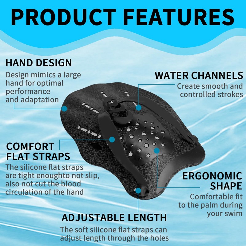 MCSDFN 2 Pcs Swim Hand Paddles, Swim Paddles with Adjustable