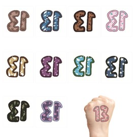 Tattoos Stickers Number 13 Tattoos Waterproof Lucky Number 13 Tattoo Sticker Inspired Party Favors for Singer Fans Concert Music Festival A8SZ13WS (flower)