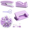Office Supplies Set, Desk Accessories，Staple, Tape Holder, 2-Hole Punch,Scissor, Binder