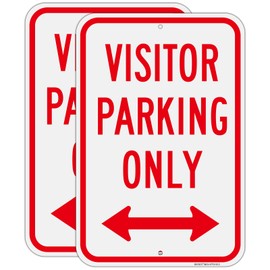 Visitor Parking Only Signs (2 Pack), 12" x 18" Heavy-Duty Aluminum Visitor Parking Only Sign, UV Protected, Rust Free, Weather Resistant- Easy to install- Indoor or Outdoor