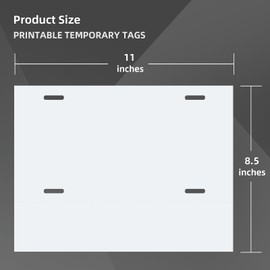 Marspark 100 Pcs Temporary Paper Tags Blank License Plates 8.5 x 11 Inches Printable Tear Resistant Waterproof Tags for Car Dealers (1 Perf / 5 Mil)