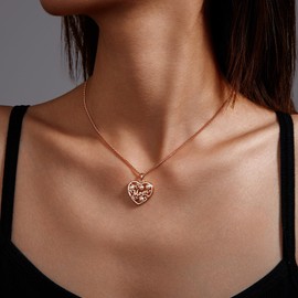 Mom Necklace for women, 18K Gold Plated Necklace With Pearl Accents, Mother's Day Birthday Gifts for Mom (Rose Gold)