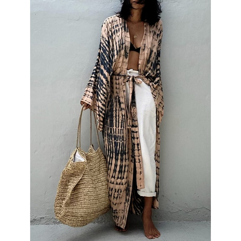 Chunoy Women Loose Tie Dye Kimono Cardaigan Lightweight Open Front