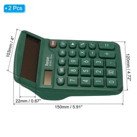 PATIKIL 2PCS Desktop Calculator with 12 Digits Large LCD Display Electronic Calculator Solar Dual Power for Home Office Desktop Green