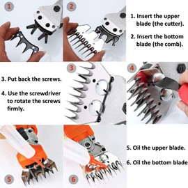 ANKROYU Sheep Shears Blade, High Carbon Steel Wool Cutter Blade, Wool Clipper Blade, 13 Teeth Wool Comb Blade Cutter Trimmer Accessory Set Kit