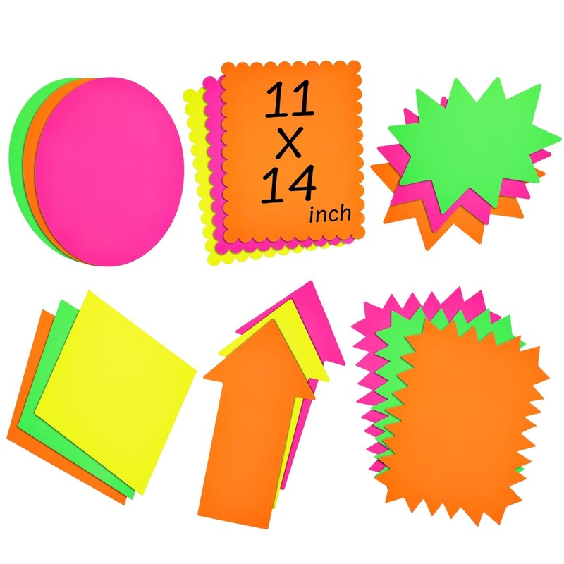 Stockroom Plus Neon Poster Board Shapes - 11 x 14