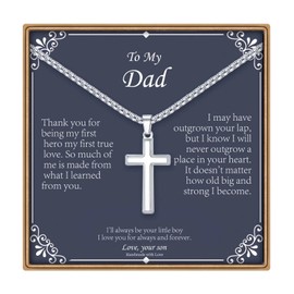 IEFLIFE Dad Gifts from Son, Dad Jewelry Silver Cross Necklace Best Dad Ever Gifts Religious Gifts for Men Fathers Day Christmas Gifts for Dad Him Men Happy Fathers Day Cross Necklaces Gifts