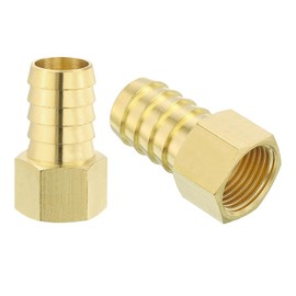 QUARKZMAN Pack of 2 Brass Hose Barbs, 3/4 Inch Bard x 1/2 Inch NPT Female Brass Hose Barb Pipe Fitting Adapter for Connecting Pipes Mechanical Devices Equipment