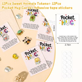 12 Sets Pocket Hug Bulk Adorable Resin Animals - Unique Inspirational Pocket Cards, Heartfelt Emotional Support Tokens Gifts for Your Kids,Friends, Family, Employees,Staff（Popular Stype