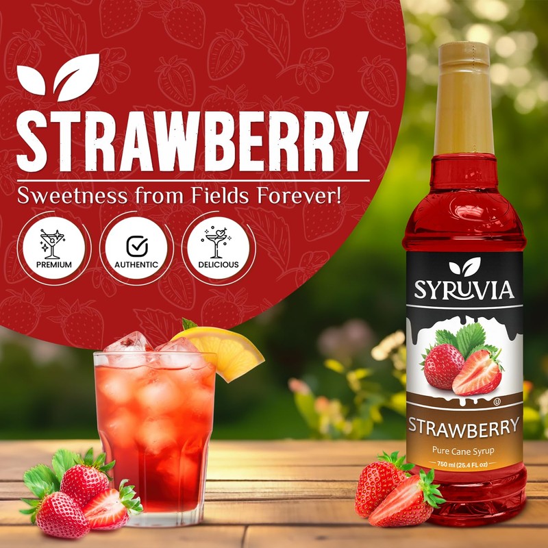 Syruvia Strawberry Syrup (25.4 fl oz) - Sweet Strawberry Bliss