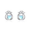 HARMONY BOLA Sterling Silver Cat Earrings Moonstone Cute Cat Stud