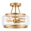 MERCASA Modern Gold Semi Flush Mount Ceiling Light,3-Lights Gold Glass