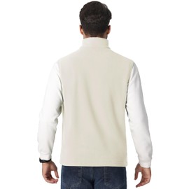 MAGCOMSEN Mens Vest Winter Warm Fleece Lined Jacket with Pockets Sleeveless Full Zip Up Vests for Hiking Golf Beige, L