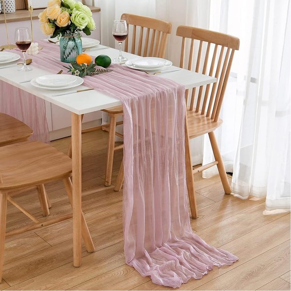 Fxkoolr Cheesecloth Table Runner 35x120 Inches Gauze Boho Rustic Cheese