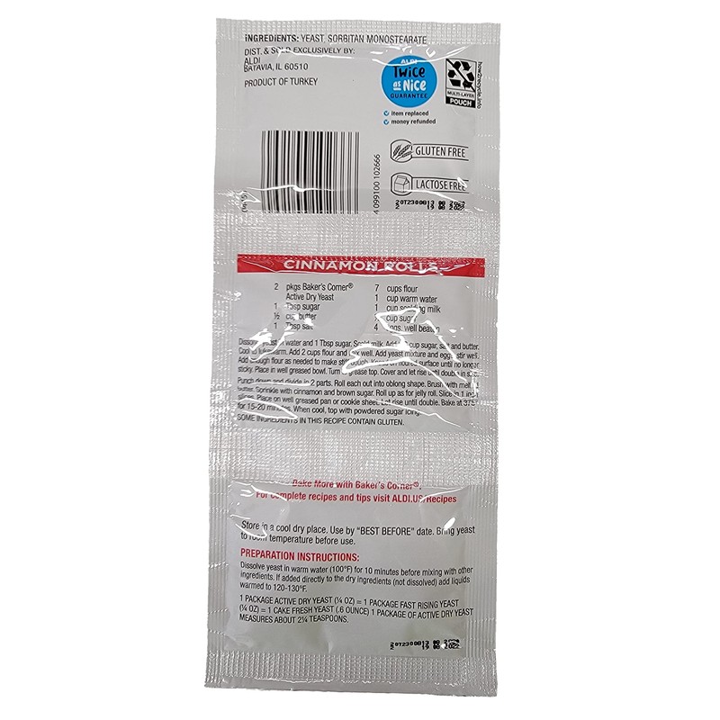 01 Strip of 3 Baker's Corner Active Dry Yeast bread