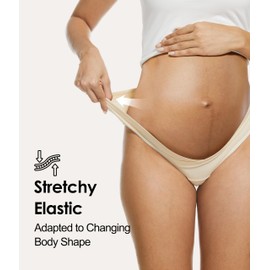 YESWEL Women's Maternity Underwear, Cotton Pregnancy Bikini Panties, Under The Bump, 5 Pack (Large, Multicolor02)