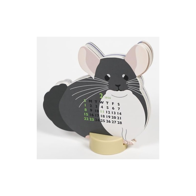 Greeting Life 2026 Calendar Animal Die Cut Mini Chinchilla Desk