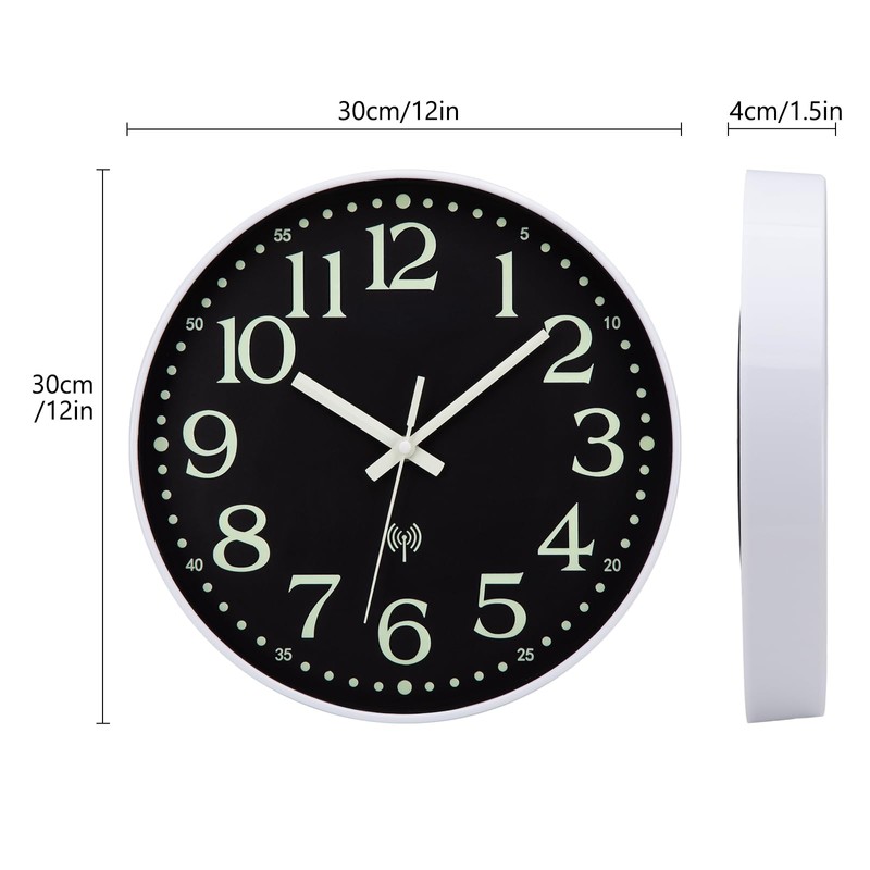 Warminn Atomic Wall Clock with Glow in Dark Silent Non