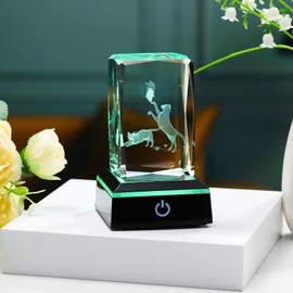 YWHL 3D Crystal Cats Figurine with Colorful Light Base, Laser Engraved Cat Gifts for Women Men on Birthday Mother's Day Christmas, Animal Figurine Collection for Home Decor