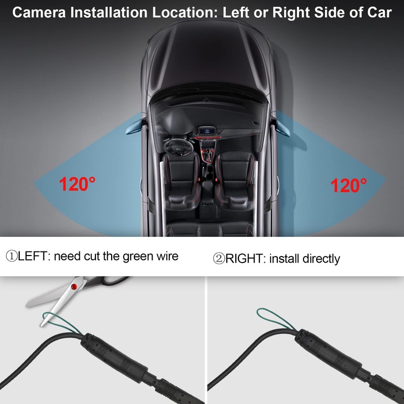 3T6B Side View Camera and 4.3” Monitor Kit, Car Door