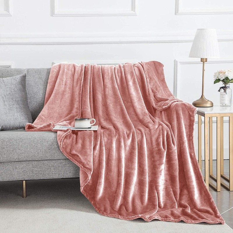 MOONLIGHT20015 Fleece Blanket Throws for Sofas - 400 GSM Pink