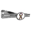 Autism Awareness Ribbon on White Round Tie Bar Clip Clasp