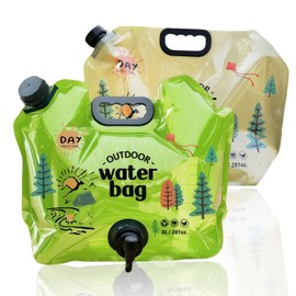 HRCOYES 2 Pack Water Container, Collapsible Camping Water Container Bag With Tap, Water Storage Carrier with Spigot for Hiking Climbing Fishing Travel Picnic BBQ