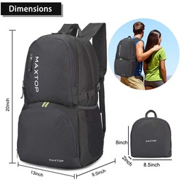 MAXTOP 40L Backpack Ultra Lightweight Packable Foldable Rucksack Water Resistent For Men Women Kids Outdoor Camping Hiking Travel Daypack Handy Durable Gifts For Men Women