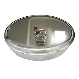 Kiola Designs Two Toned Retro Musical Gramophone Oval Trinket Jewelry Box