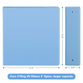COMIX Standard 3 Ring Binder 2 inch with Clear View Cover, 2" Round Ring View Binder Holds 400 Sheets of US Letter Size Paper, 6 Pack (Pale Blue)