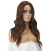 FESHFEN Long Curly Brown Wig, 55 cm Wig Centre Parting