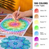 Lineon ジェルボールペン カラーペン 108色セット 水性 カラーボールペン ゲルインク 耐光 耐水 大人の塗り絵