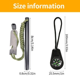KQOZG Feuerstahl Outdoor Survival mit extra starkem Paracord - Feuerstarter extrem langlebig