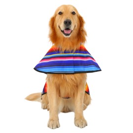 HDE Dog Raincoat Hooded Slicker Poncho for Small to X-Large Dogs and Puppies Baja Stripes - L