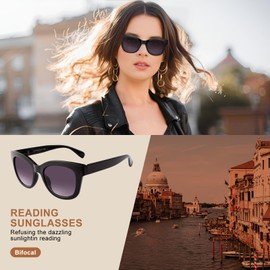 OKH Bifokale Sonnenbrille für Damen Lesesonnenbrille UV400-Schutz Outdoor Sonnenbrille Lesebrille mit Federscharnier (Schwarz 2,5)