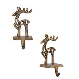 YWZHENYU Christmas Stocking Holders Durable Hooks for Mantle Fireplace Stocking Hooks for Christmas Decoration Pack of 2 (Reindeer Style)