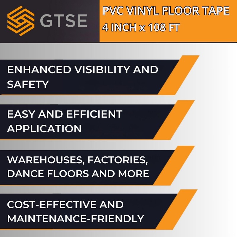 GTSE 100mm x 33m, Black, Wide PVC Vinyl Floor Tape,