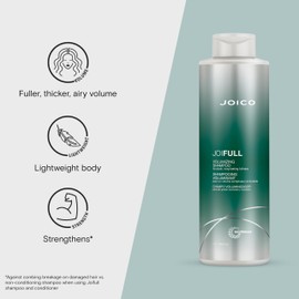 Joico JoiFULL Volumizing Shampoo | For Fine, Thin Hair | Add Instant Body | Long-Lasting Fullness | For Thicker Bouncier Hair | Boost Shine | With Lotus Flower & Bamboo Extract | 33.8 Fl Oz