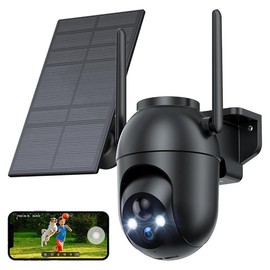 2K Security Camera Wireless with Solar Panel, Smart AI Human Detection, 2-Way Audio, Color Night Vision, 2.4G WiFi, Cloud Storage, Indoor/Outdoor IP66 Waterproof, Live View:_1 Pack