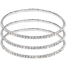 Suyi Crystal Ankle Bracelet for Women Diamond Tennis Stretch Anklets Elastic Foot Chain 3PcsSilver