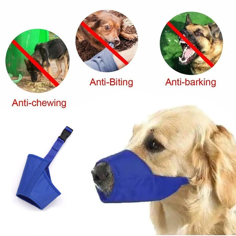 ACFELT Dog Muzzle, Soft Nylon, Breathable, Adjustable Loop, Blue, XL