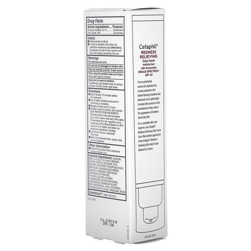 Cetaphil Redness Relieving, Daily Facial Moisturizer with Sunscreen, SPF 40,