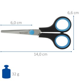 Westcott E-30250 00 Easy-/Softgrip Scissors Plastic Handle 14 cm Pack of 12 Black / Blue