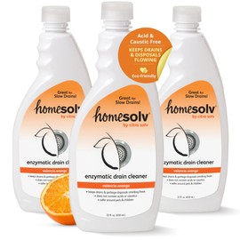 Homesolv Enzyme Drain Cleaner and Deodorizer - Breaks Down Grease Build Up, Eliminating Odors and Smells, Septic Safe, Non-Caustic Sink Drain and Garbage Disposal Cleaner (22 Fl Oz 3 Pack)
