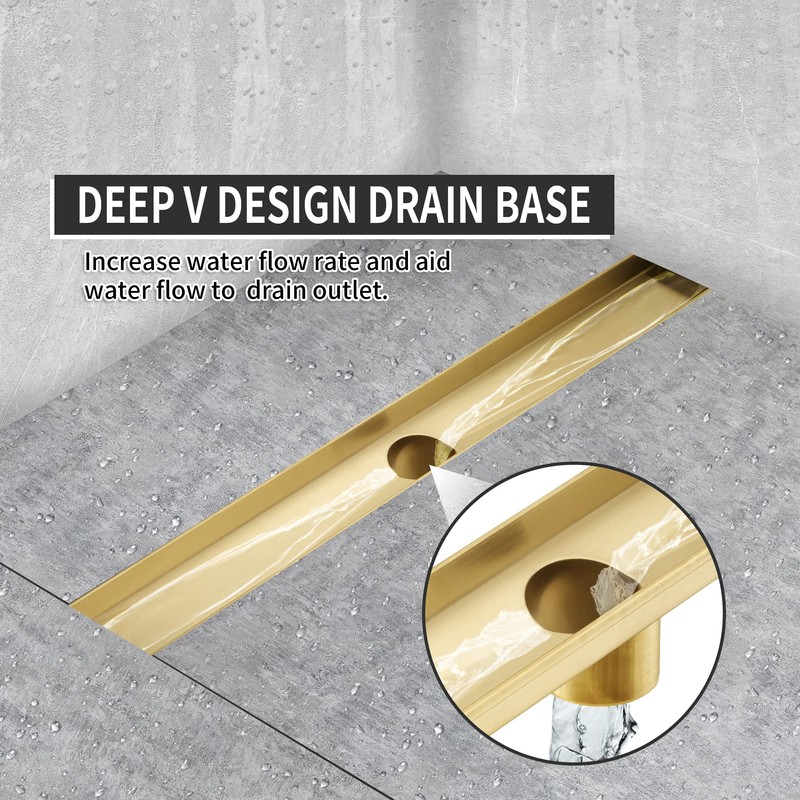 BAUNVB Linear Shower Drain 36 Inch Rectangular, Brushed Gold 304