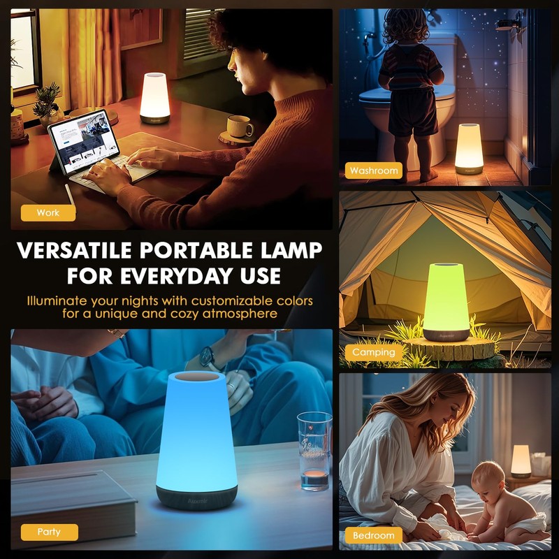 Auxmir LED Bedside Lamp, Dimmable Atmosphere LED Table Lamp